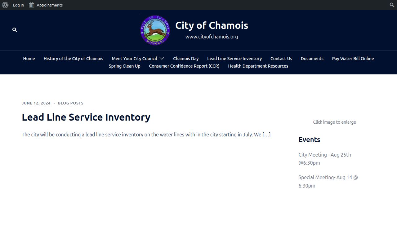 Chamois court records context from the City of Chamois official site