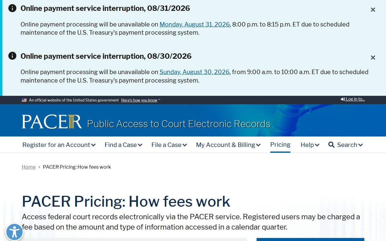 Osage County court schedule distinction between PACER and Missouri court records