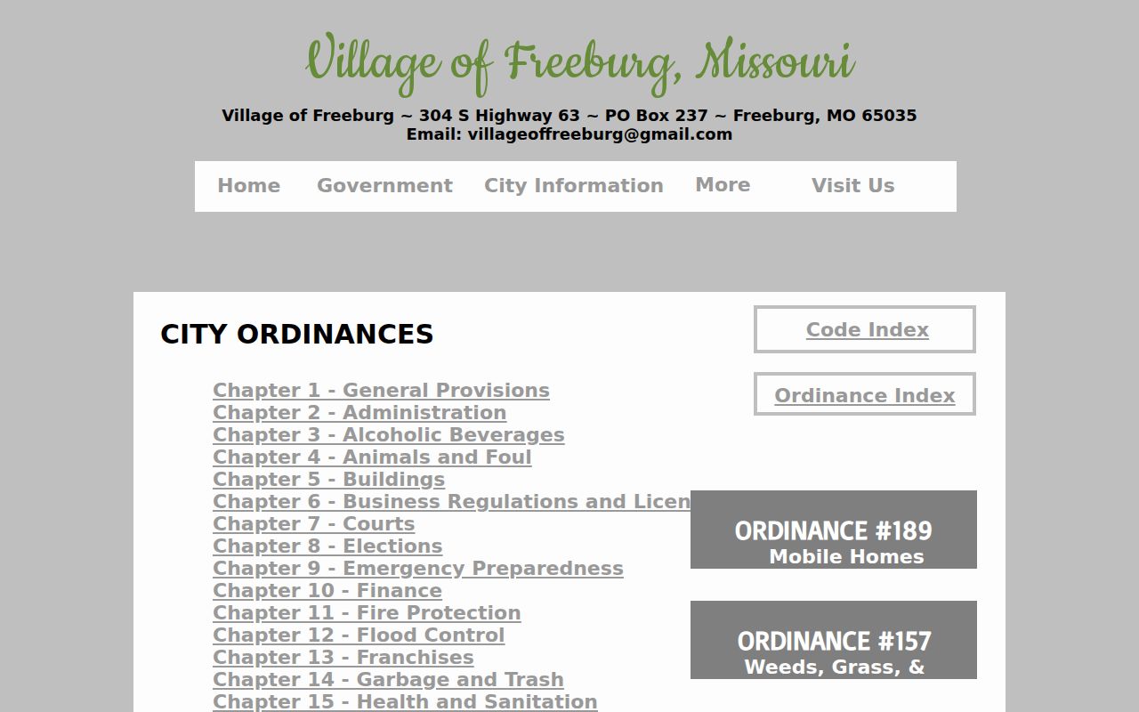 Freeburg court records context from the village ordinance navigation
