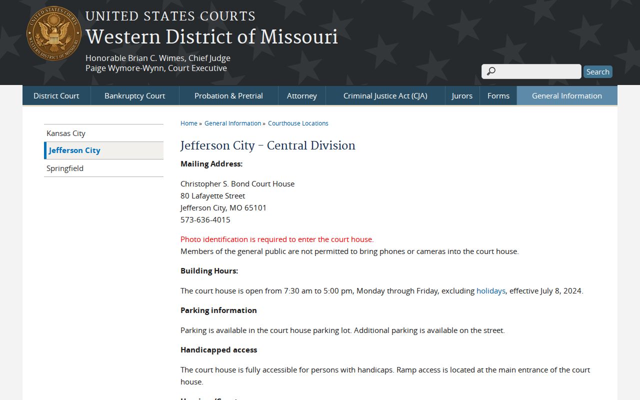 Westphalia court records context from federal courthouse visitor information
